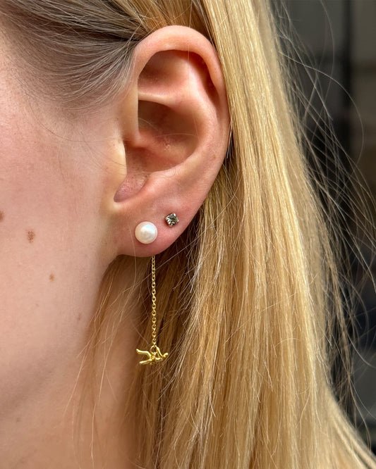 Icarus Earrings worn in gold