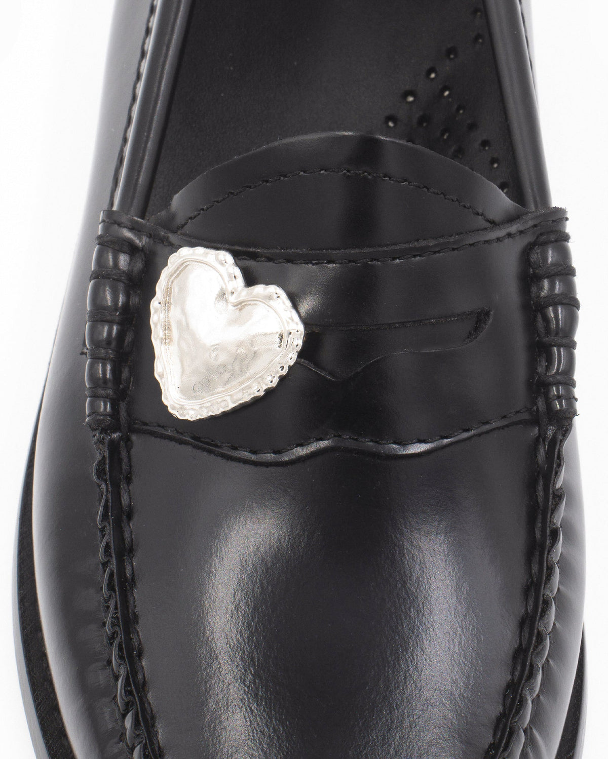 Heart Penny Pin product photography on penny loafer shoe