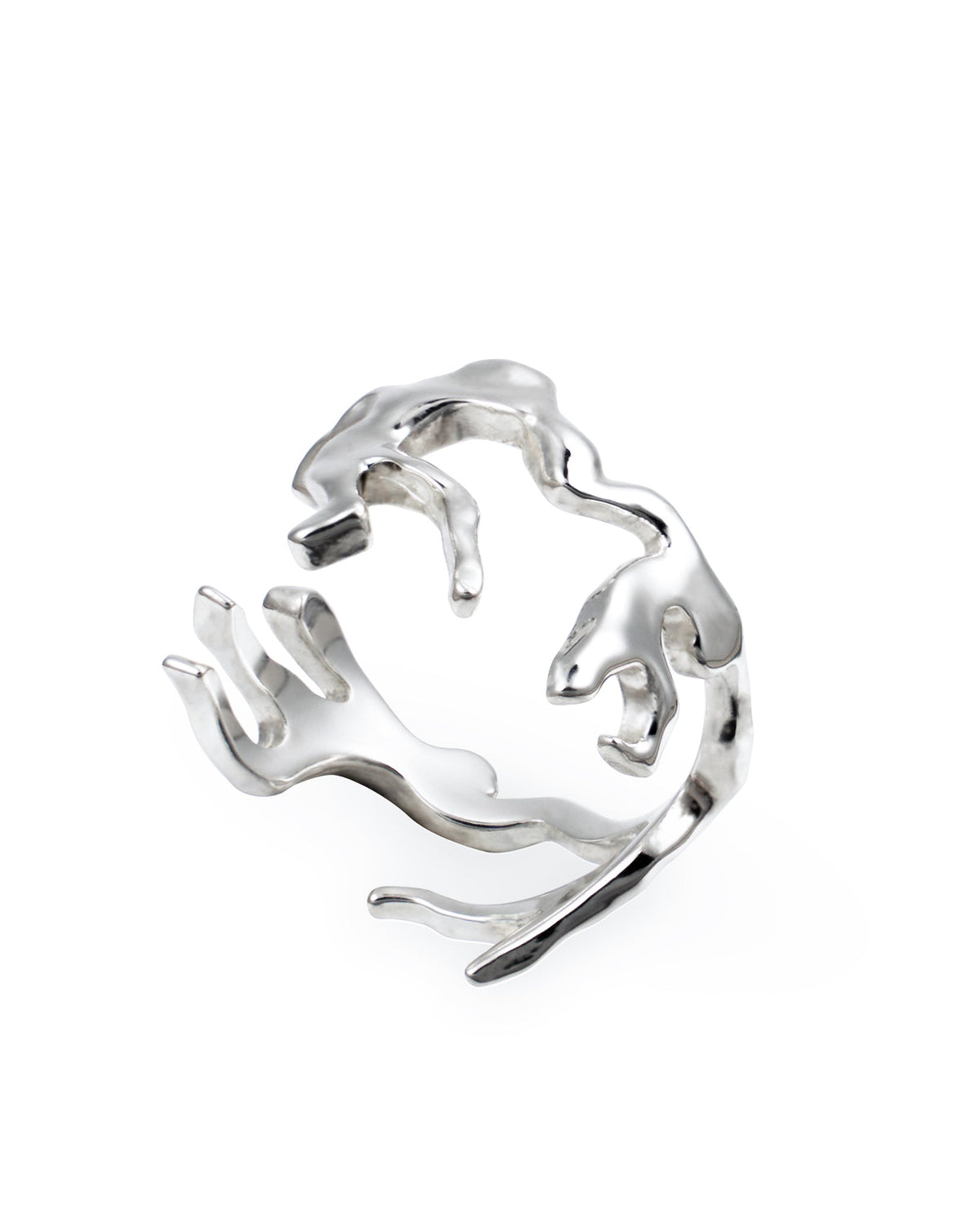 Dance Ring product photography in silver