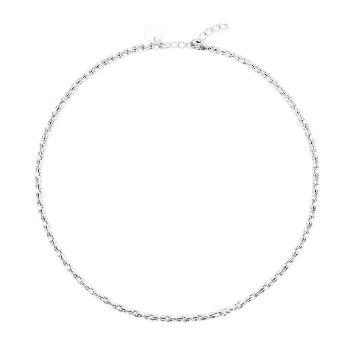 Hammered Necklace product photography in silver