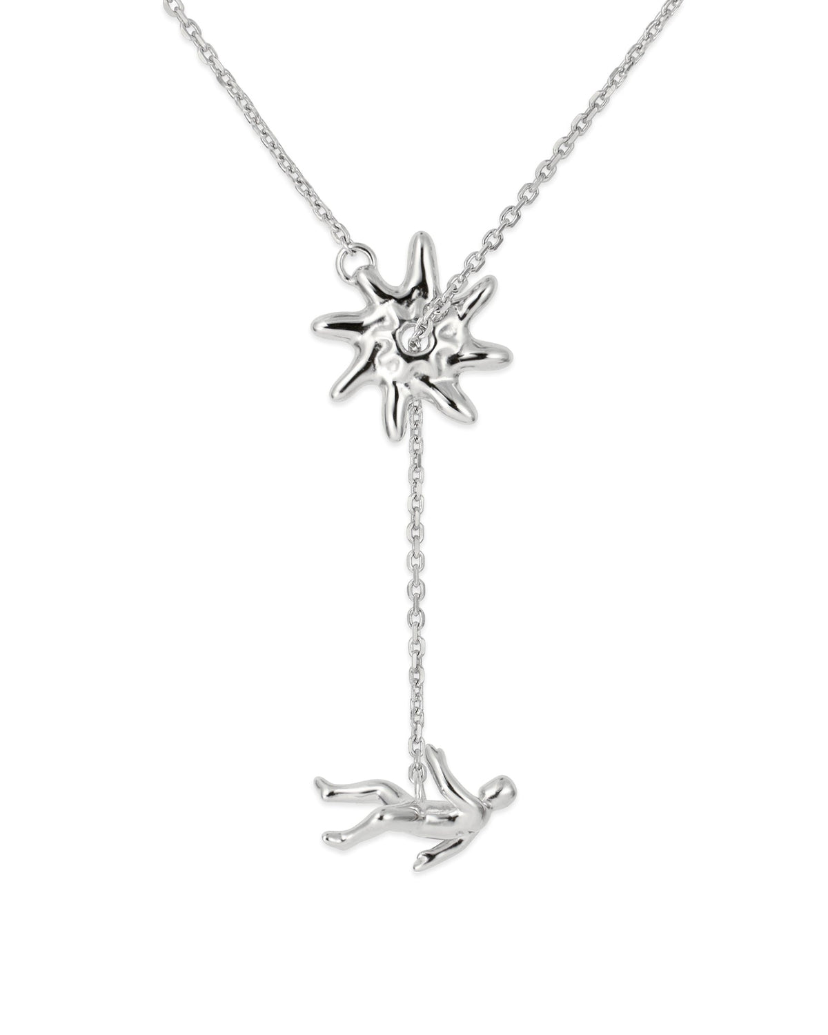 Icarus Necklace product photography in silver