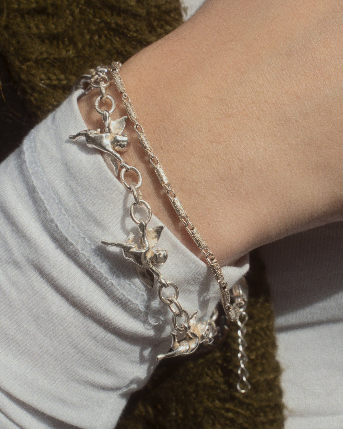 Cupid Bracelet in silver worn